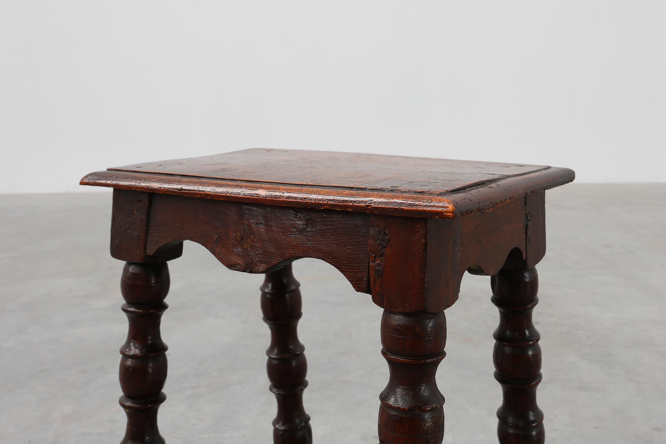 19th Century oak rectangular joint stool or table with turned legs, France ca. 1820thumbnail